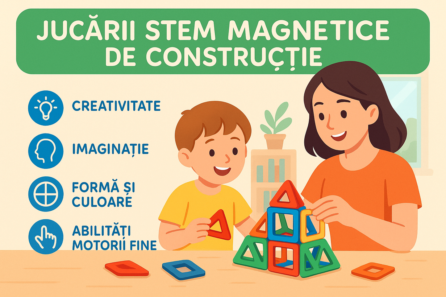 BlockCraft™ - Set 48 Cuburi Magnetice Minecraft