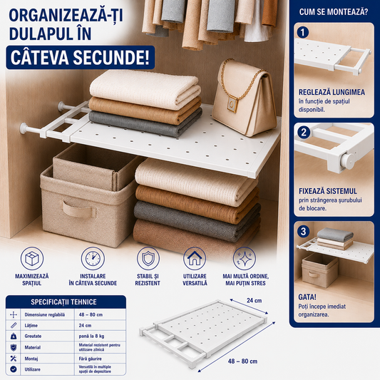 Raft extensibil pentru depozitare – ShelfHelp™