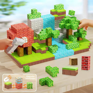 BlockCraft™ - Set 48 Cuburi Magnetice Minecraft